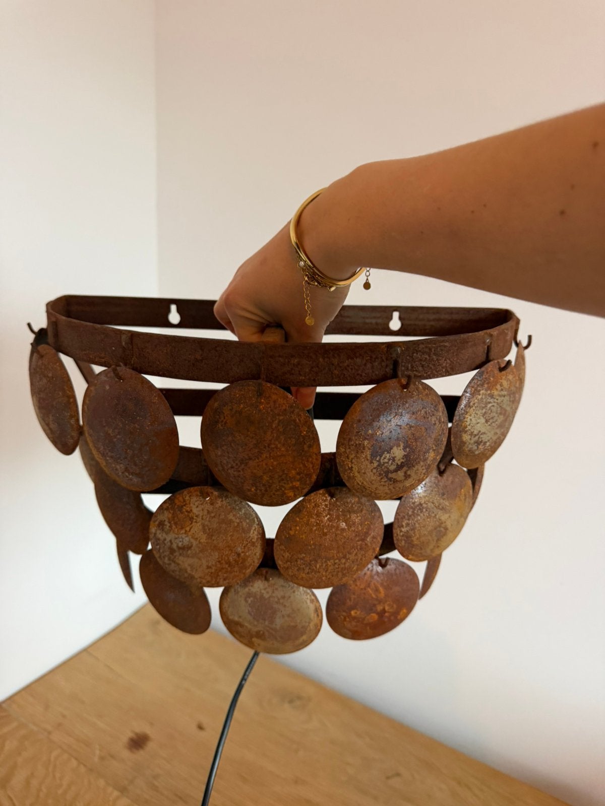 Wandlamp schijfjes roest, Huis en Inrichting, Ophalen, Zo goed als nieuw
