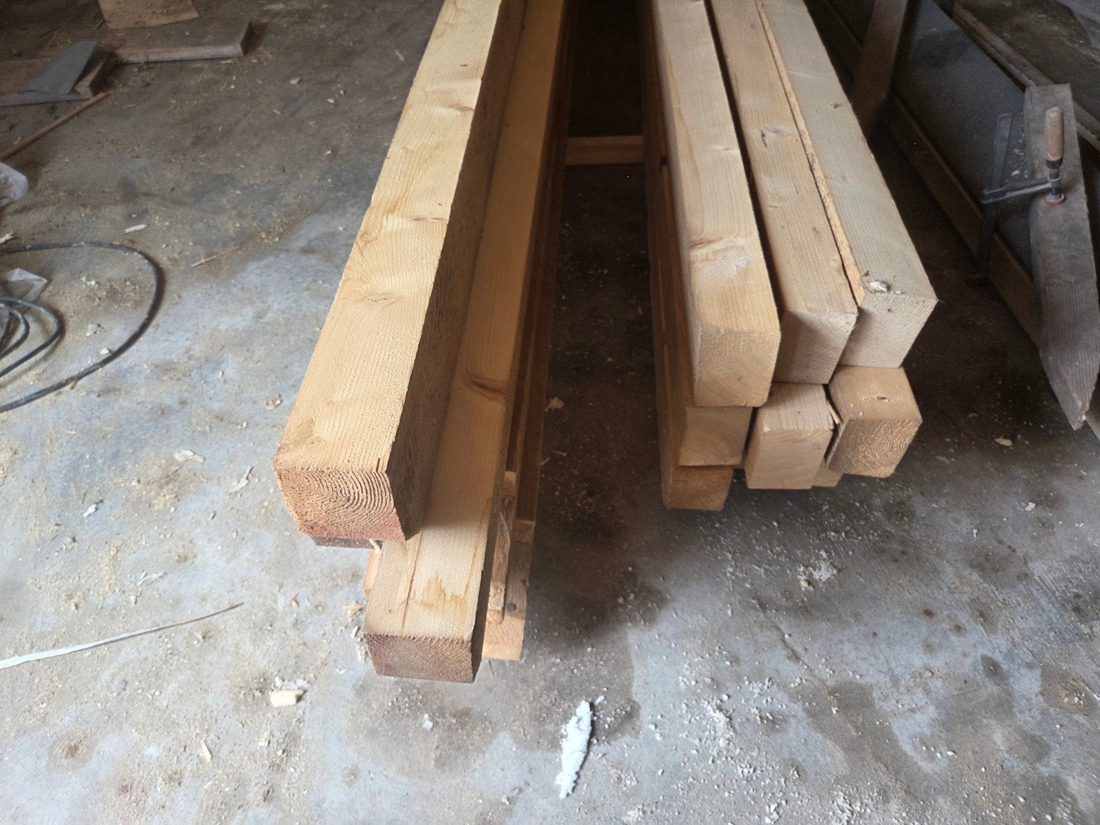 Vuren houten balken voor carport, overkapping of tuinhuisje, Ophalen, Zo goed als nieuw, Vuren, 50 mm of meer