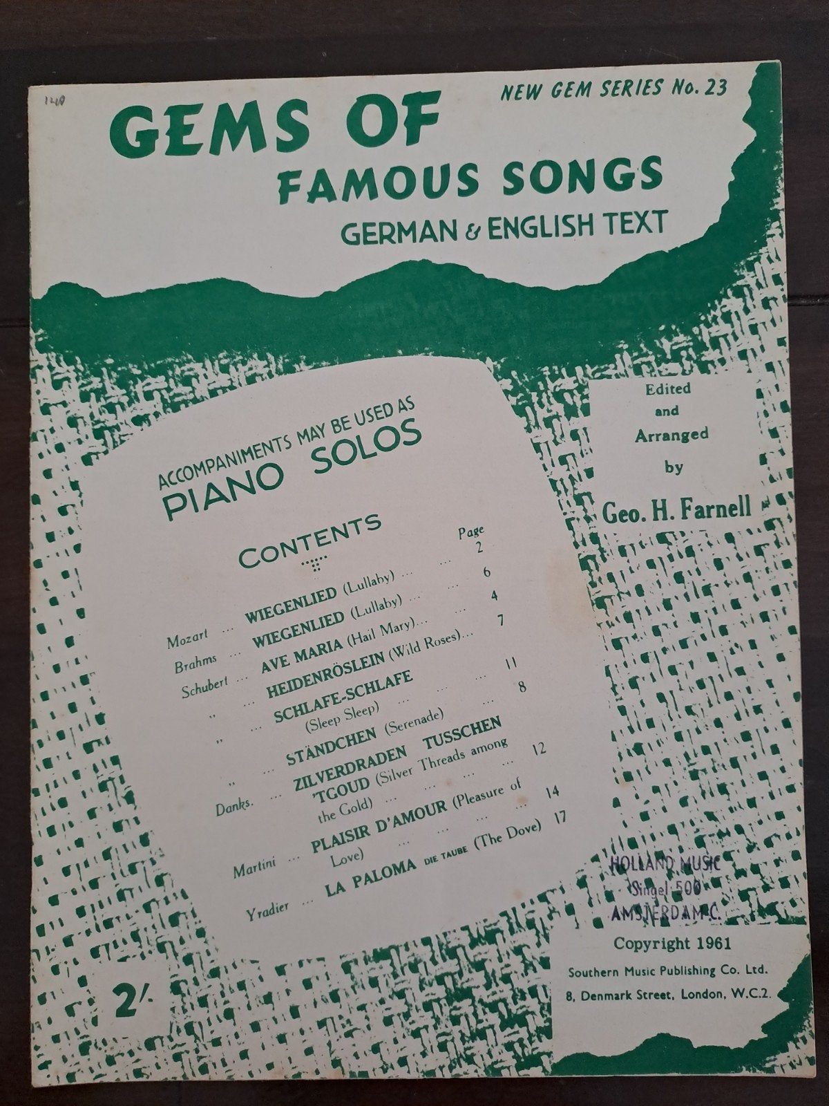 Gems of Famous Songs - Bladmuziek voor Piano Solos, Gebruikt, Klassiek, Ophalen of Verzenden, Thema