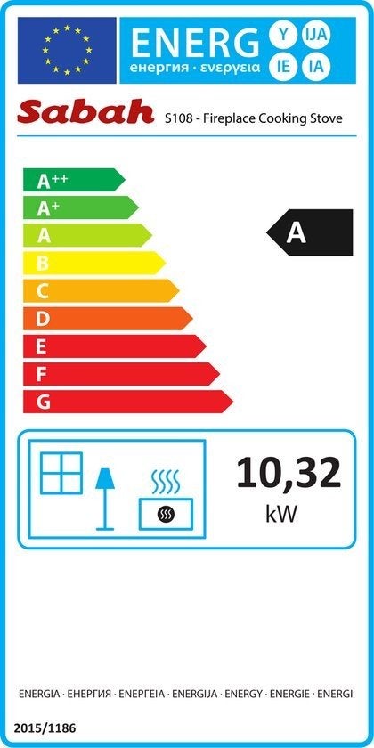 S108 Sabah Houtkachel - Met Thermometer – Gietijzer - 10 KW, Ophalen, Vrijstaand, Hout, Nieuw