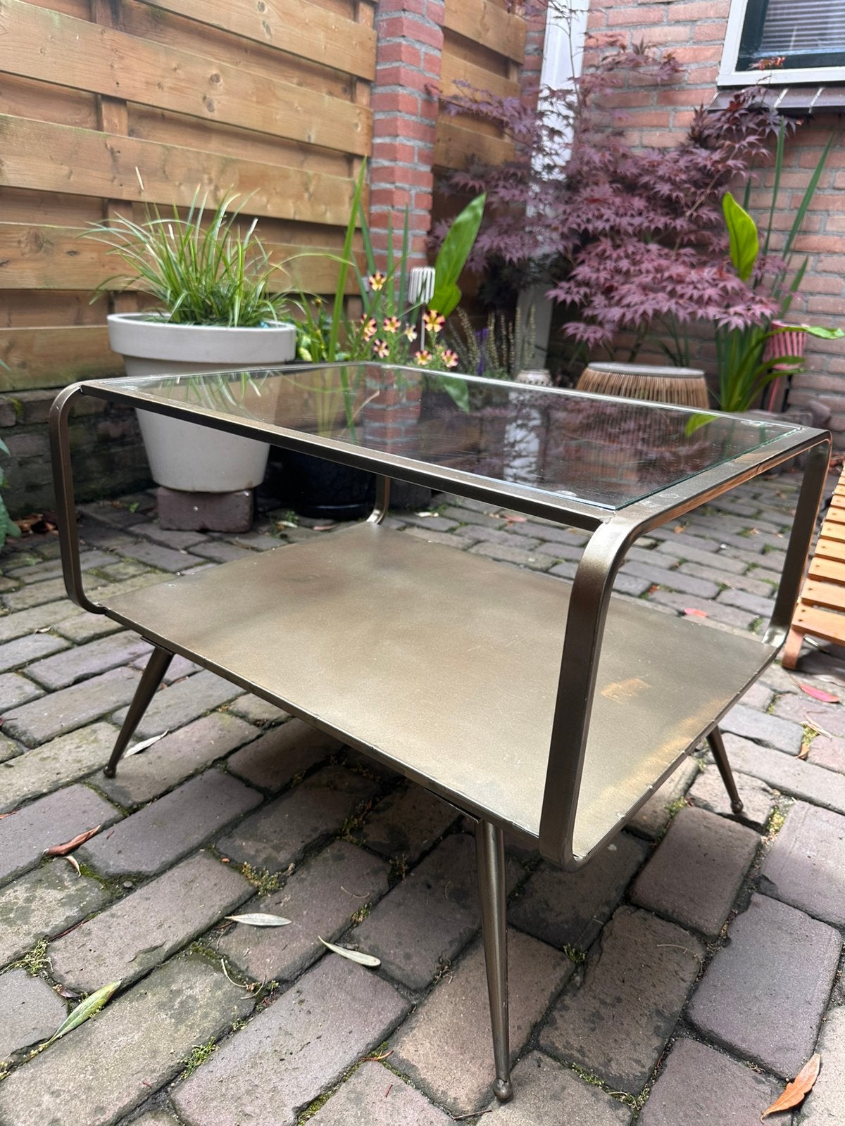 BePureHome Fancy salontafel messing/brons/glas, Ophalen, Rechthoekig, Metaal