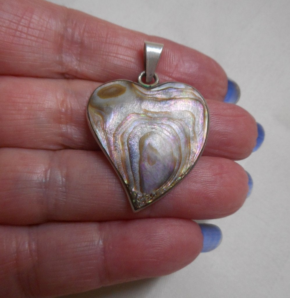 Zilveren vintage hart hanger met schelp nr.401, Verzenden, Zo goed als nieuw, Hart, Zilver