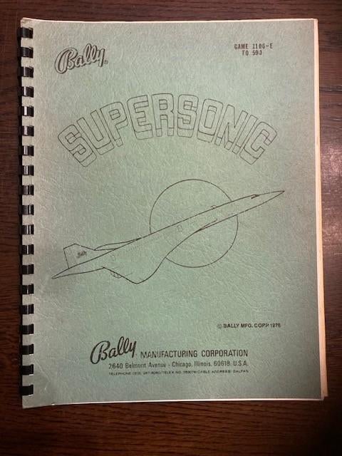 BALLY SUPERSONIC MANUAL WITH SCHEMATICS, Gebruikt, Elektronisch, Bally, Ophalen of Verzenden