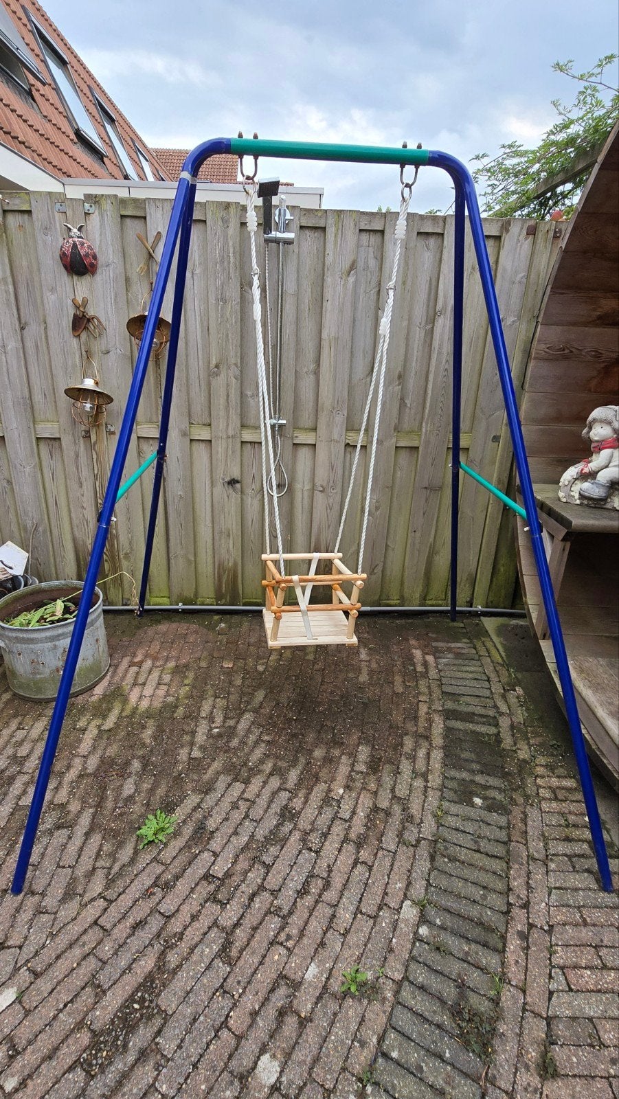 Schommelstandaard met houten babyschommel, Ophalen, Gebruikt, Schommel