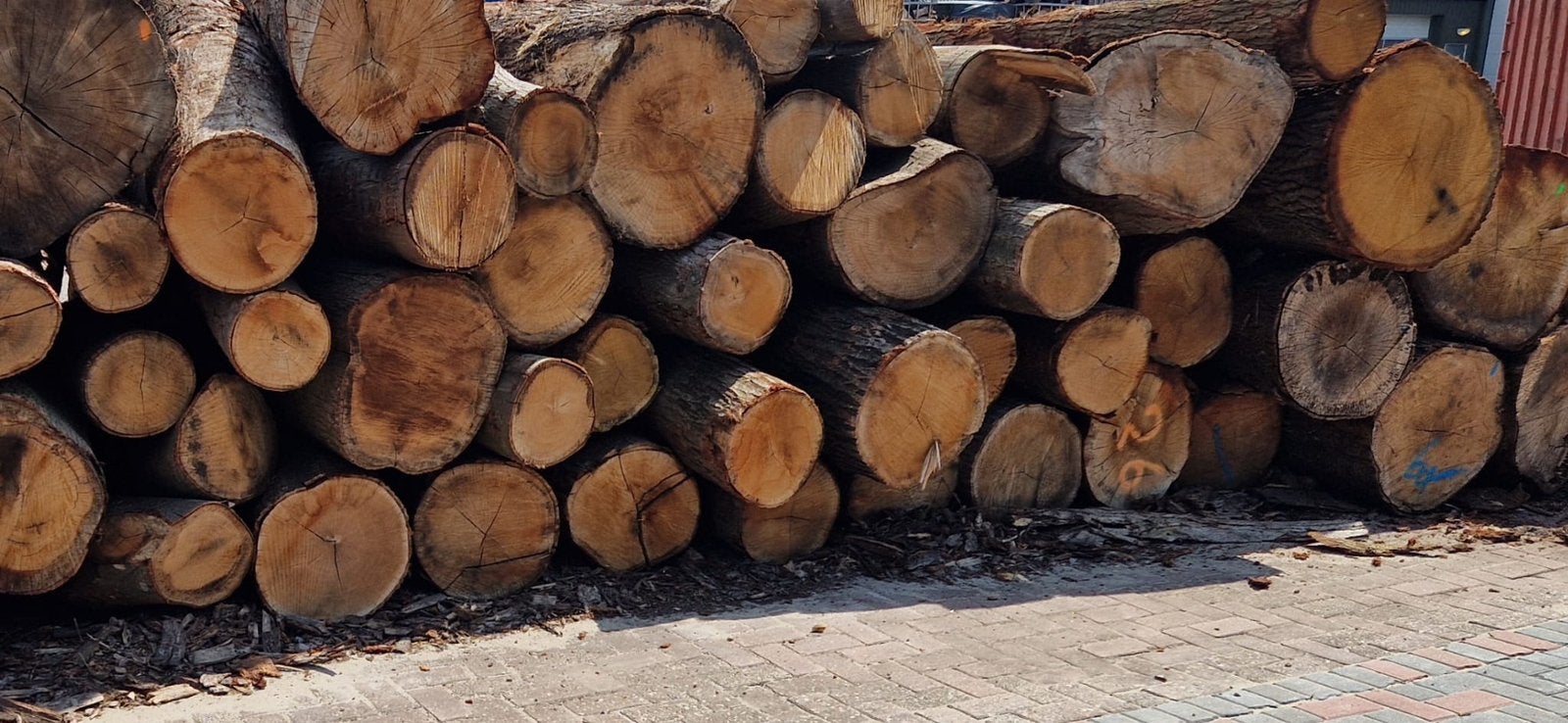 Beschikbaar: vracht rondhout, eik, klein beetje es en kers, Tuin en Terras, Haardhout, Minder dan 3 m³, Ophalen of Verzenden