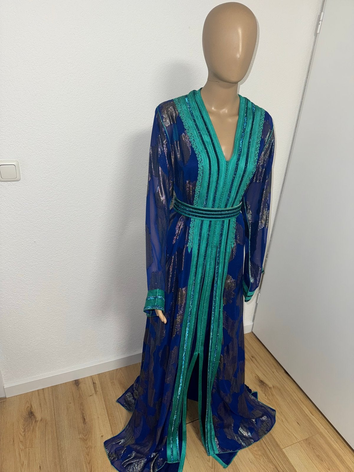 Prachtige Marokkaanse Kaftan, Maat 38/40 (M), Blauw, Ophalen of Verzenden, Zo goed als nieuw