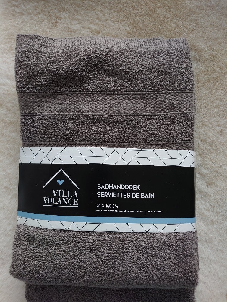 2x badhanddoek Villa Volance 70 x 140 Nieuw, Verzenden, Nieuw, Grijs, Handdoek