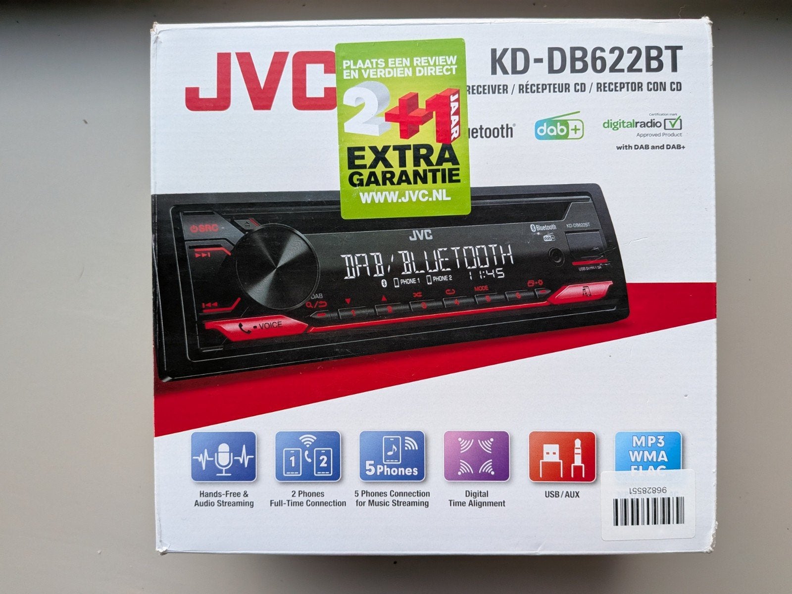 JVC DAB Autoradio KD-DB622BT - Zo goed als nieuw, Ophalen of Verzenden, Zo goed als nieuw