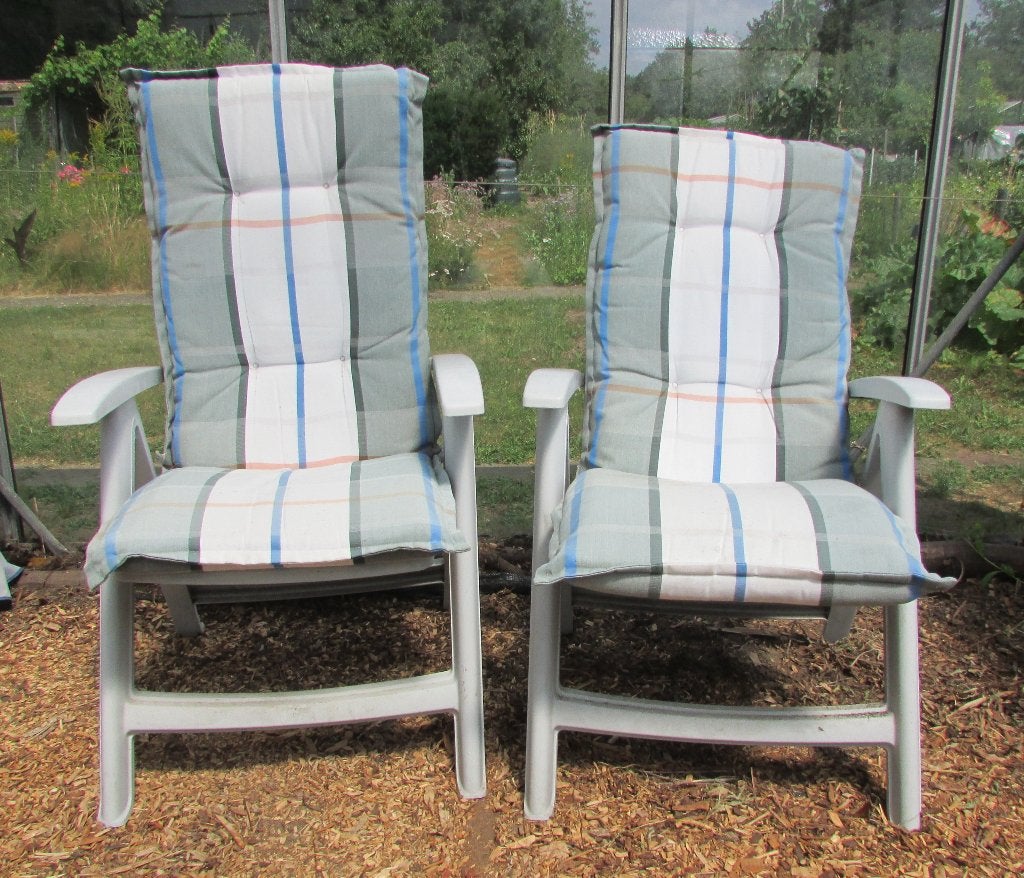 2 opklapbare Hartman tuinstoelen, Tuin en Terras, Tuinstoelen, Ophalen, Zo goed als nieuw, Kunststof, Verstelbaar