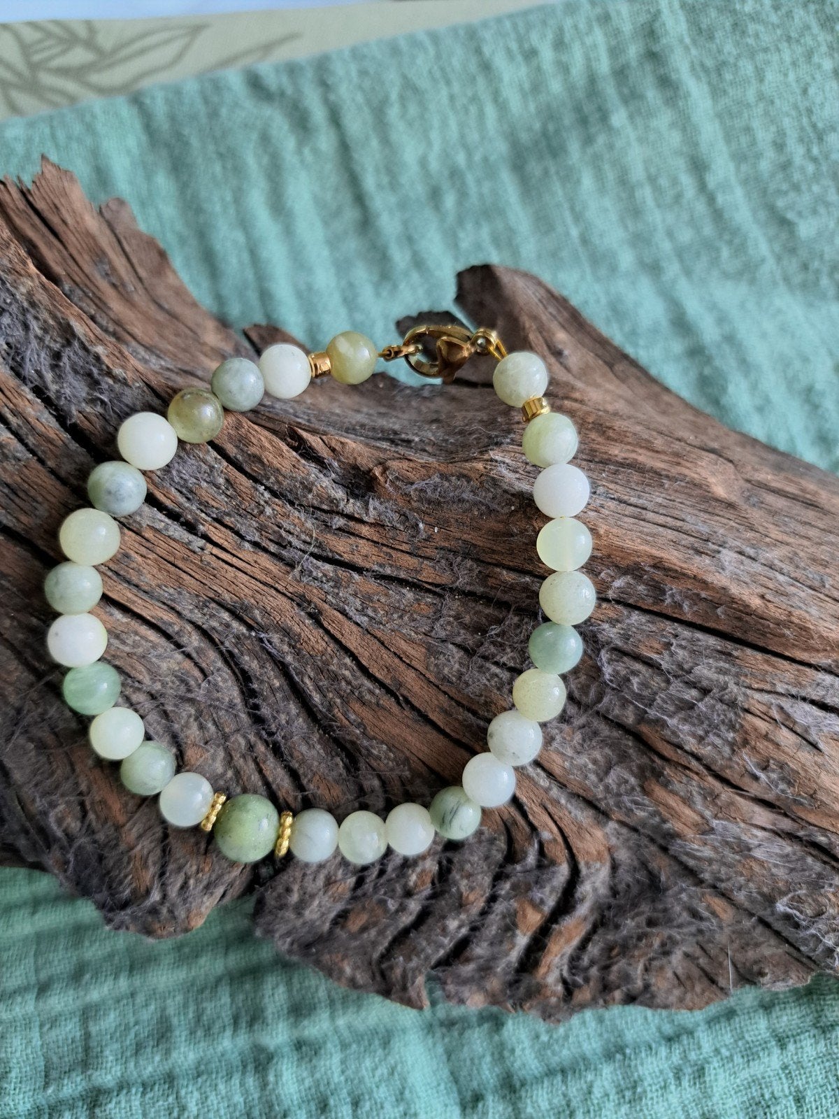 Natuurlijke Jade Armband, Overige materialen, Nieuw, Ophalen of Verzenden, Met edelsteen
