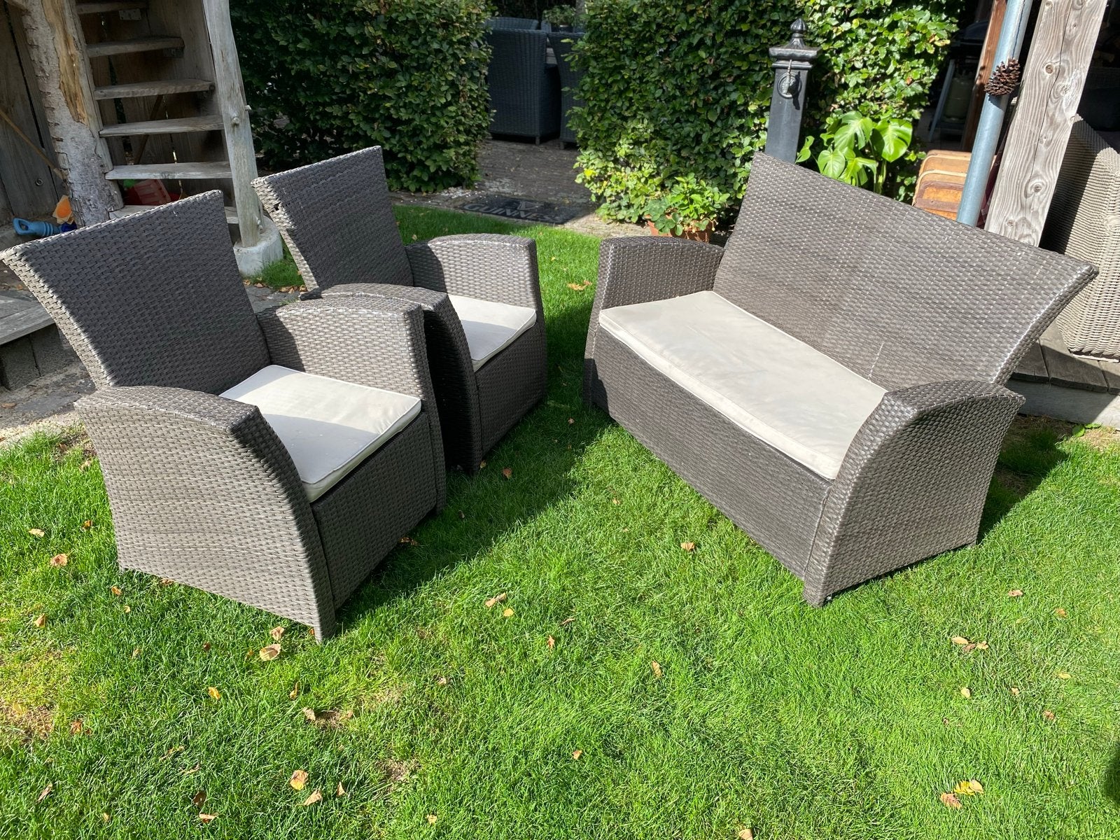 Wicker Loungeset - 2 Stoelen en 1 Bank - Intratuin, Ophalen, 4 zitplaatsen, Gebruikt, Loungeset
