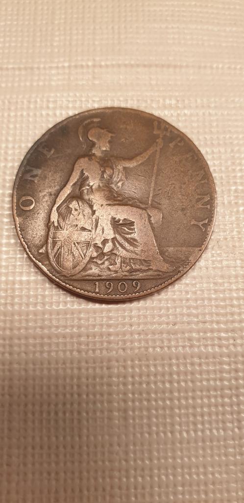 Britse Penny 1909 - Edward VII, Postzegels en Munten, Ophalen of Verzenden, Overige landen, Losse munt