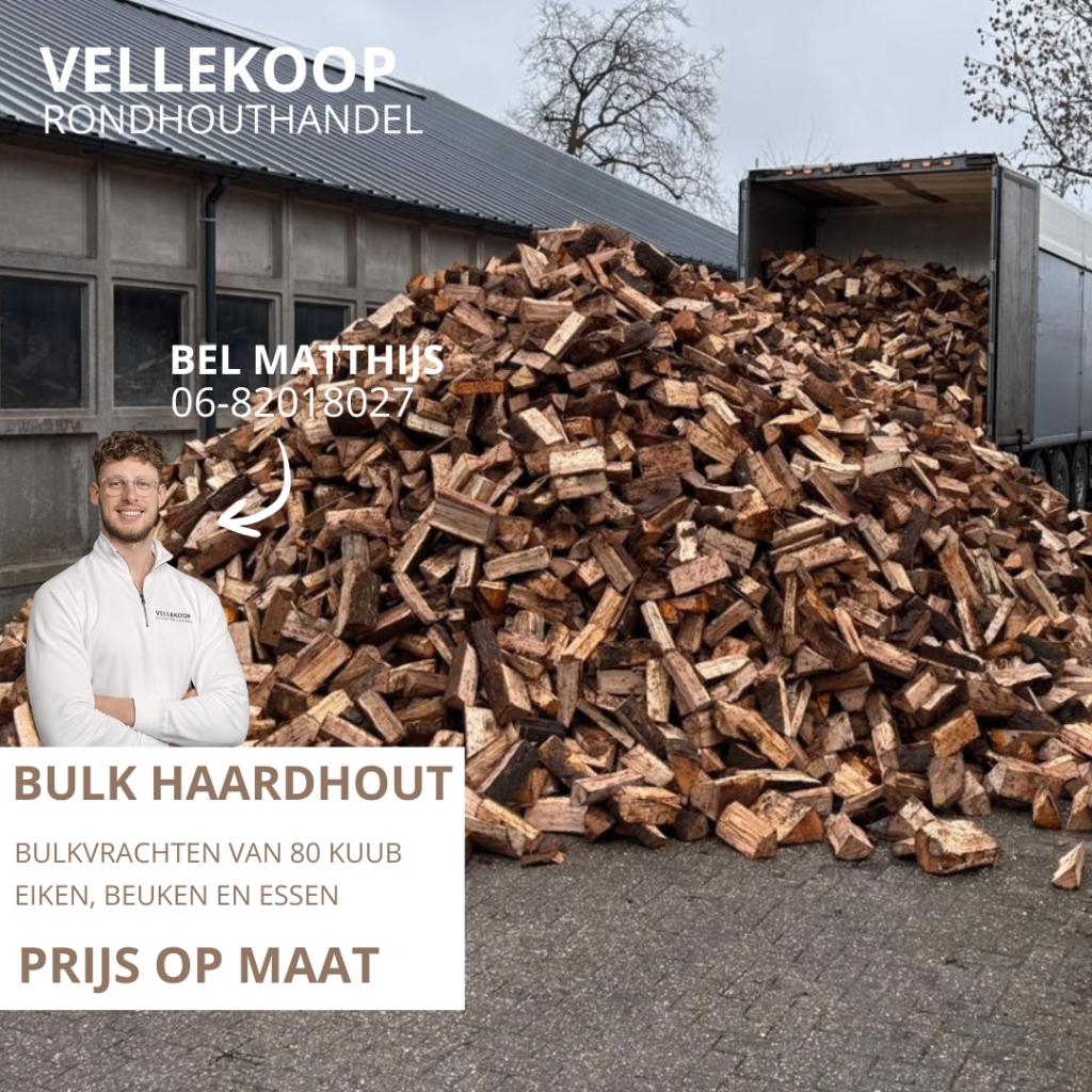 Haardhout leverbaar in houtsoorten eik, beuk en es, 6 m³ of meer, Verzenden, Eikenhout, Blokken