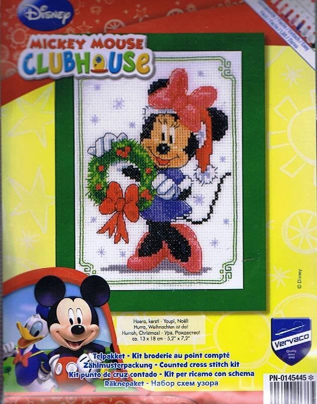 Cado disney borduurpakket MINI MOUSE , HOERA  KERST, Ophalen of Verzenden, Nieuw, Handborduren, Borduurpakket