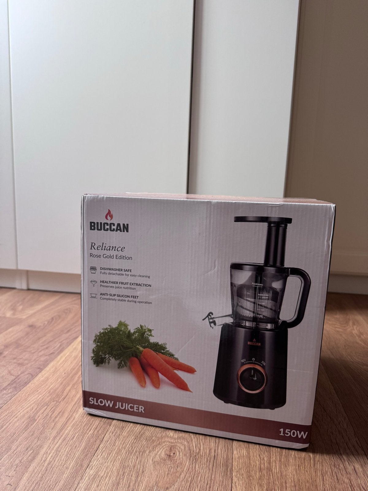 Buccan Reliance Rose Gold Edition Slowjuicer - Nieuw in doos, Ophalen, Nieuw, Vaatwasserbestendig