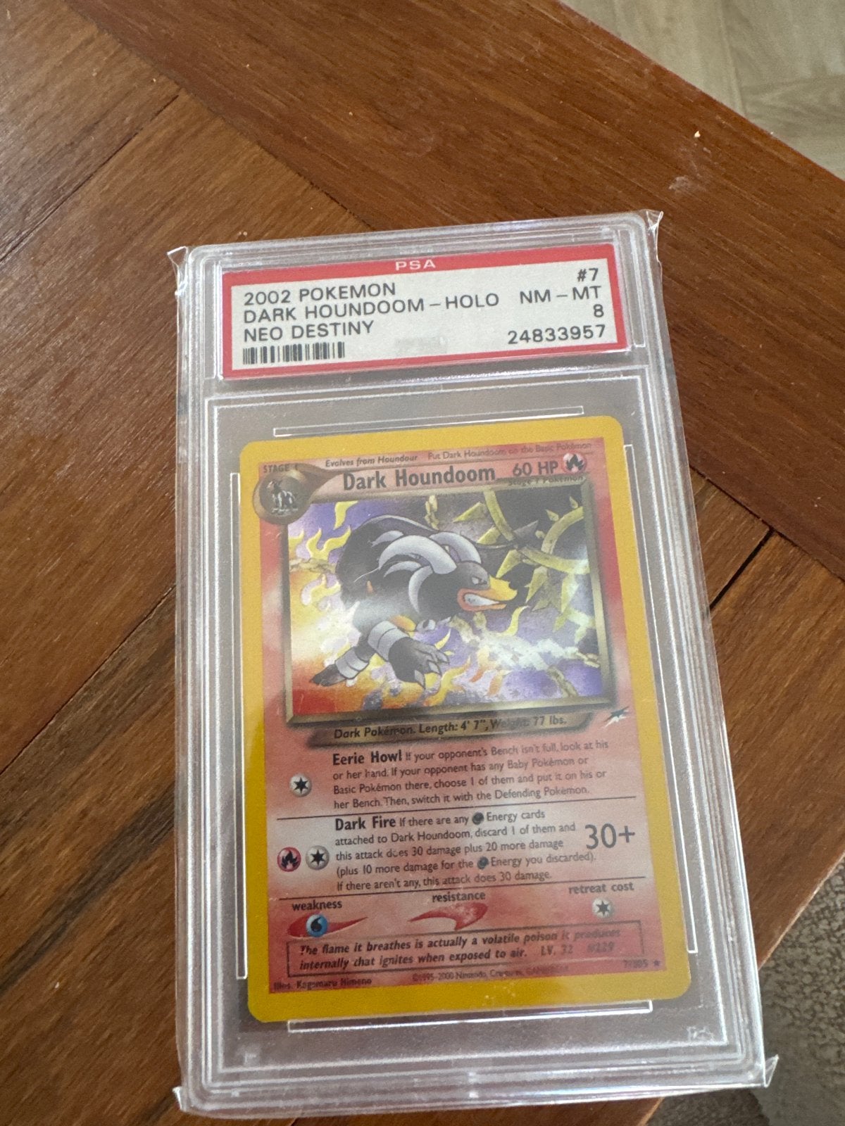 PSA 8 Dark Houndoom Holo Neo Destiny Pokémon Kaart, Ophalen of Verzenden, Zo goed als nieuw, Losse kaart, Foil