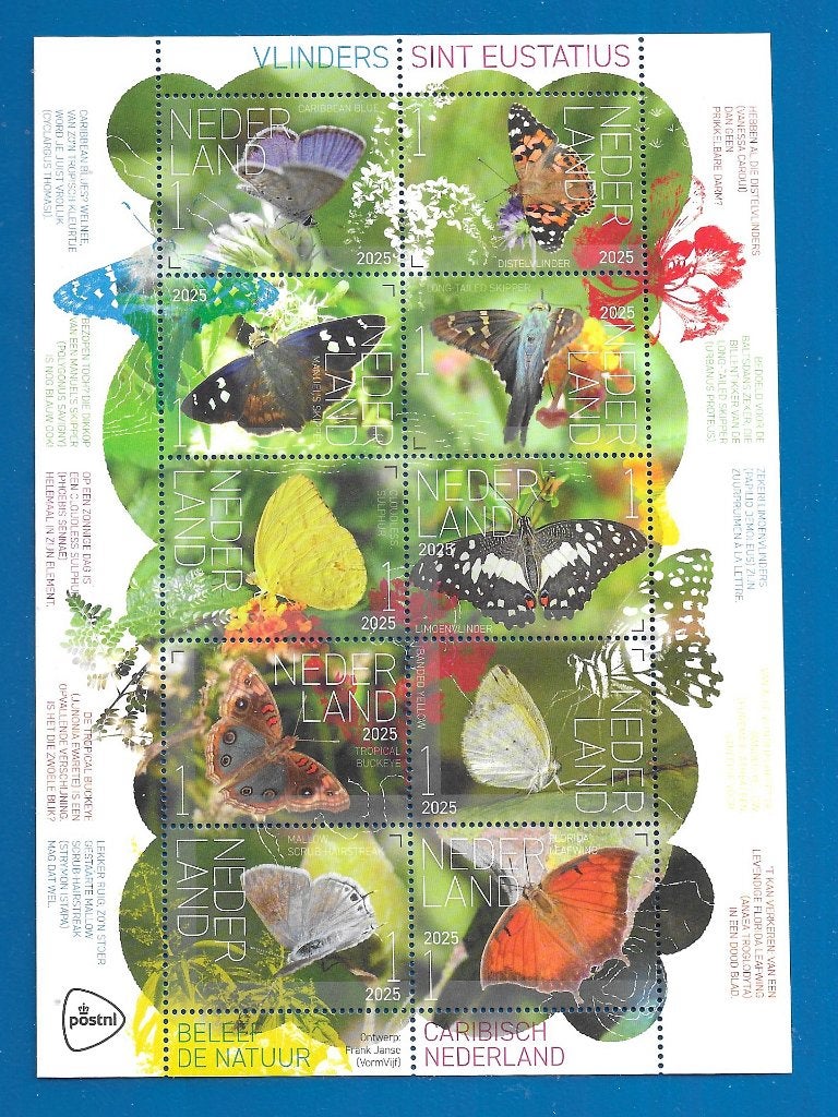 Beleef de natuur – vlinders Sint Eustatius (postzegelvel), Verzenden, Na 1940, Postfris