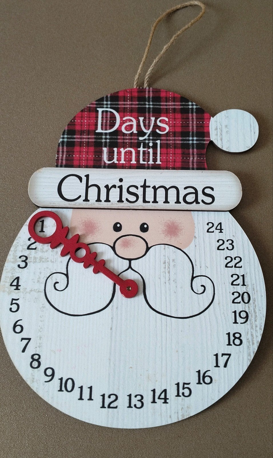 🎅🏼Houten Kerstman hoofd aftel klok-Advent kalender, Verzenden, Nieuw