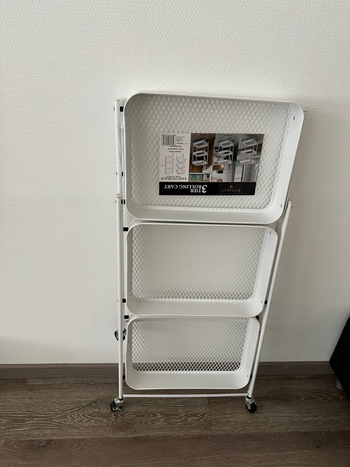 Nieuw opvouwbaar  3-Laags Trolley op Wielen - Wit, Ophalen, Nieuw