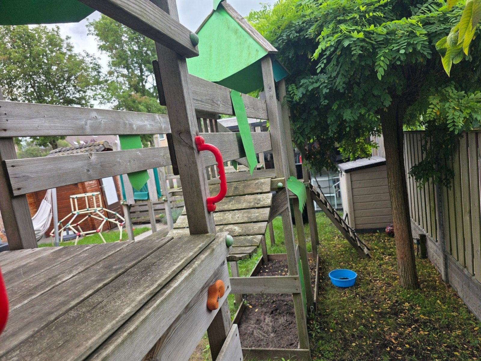 Houten Speeltoestel met Glijbaan, Ophalen, Gebruikt, Klimwand