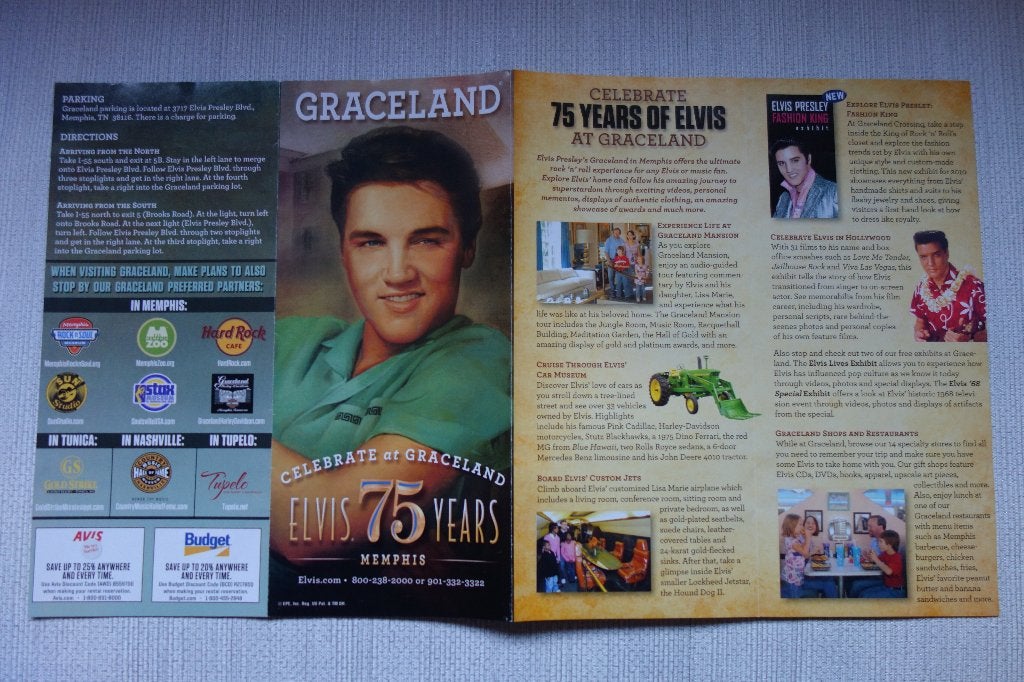 Folder Graceland 75 years. Elvis Presley, Verzamelen, Ophalen of Verzenden, Nieuw, Boek, Tijdschrift of Artikel
