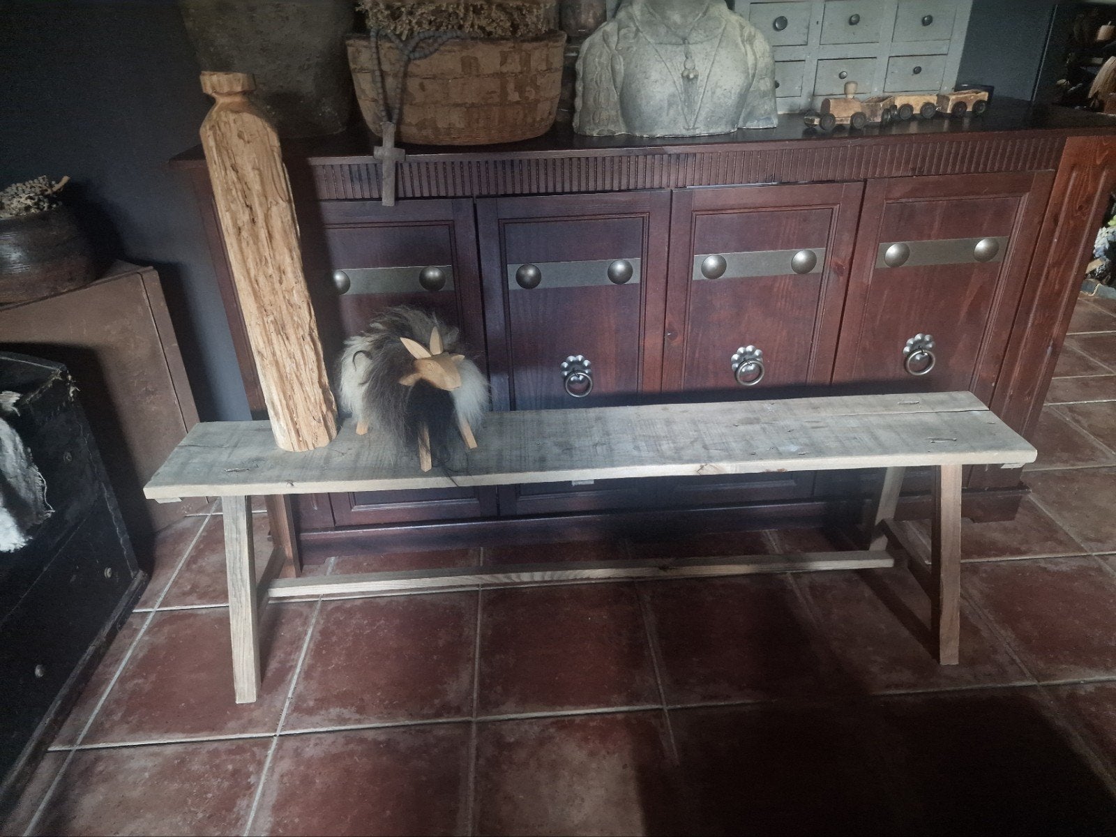 Houten bank L 150 cm, Huis en Inrichting, Woonaccessoires | Overige, Ophalen