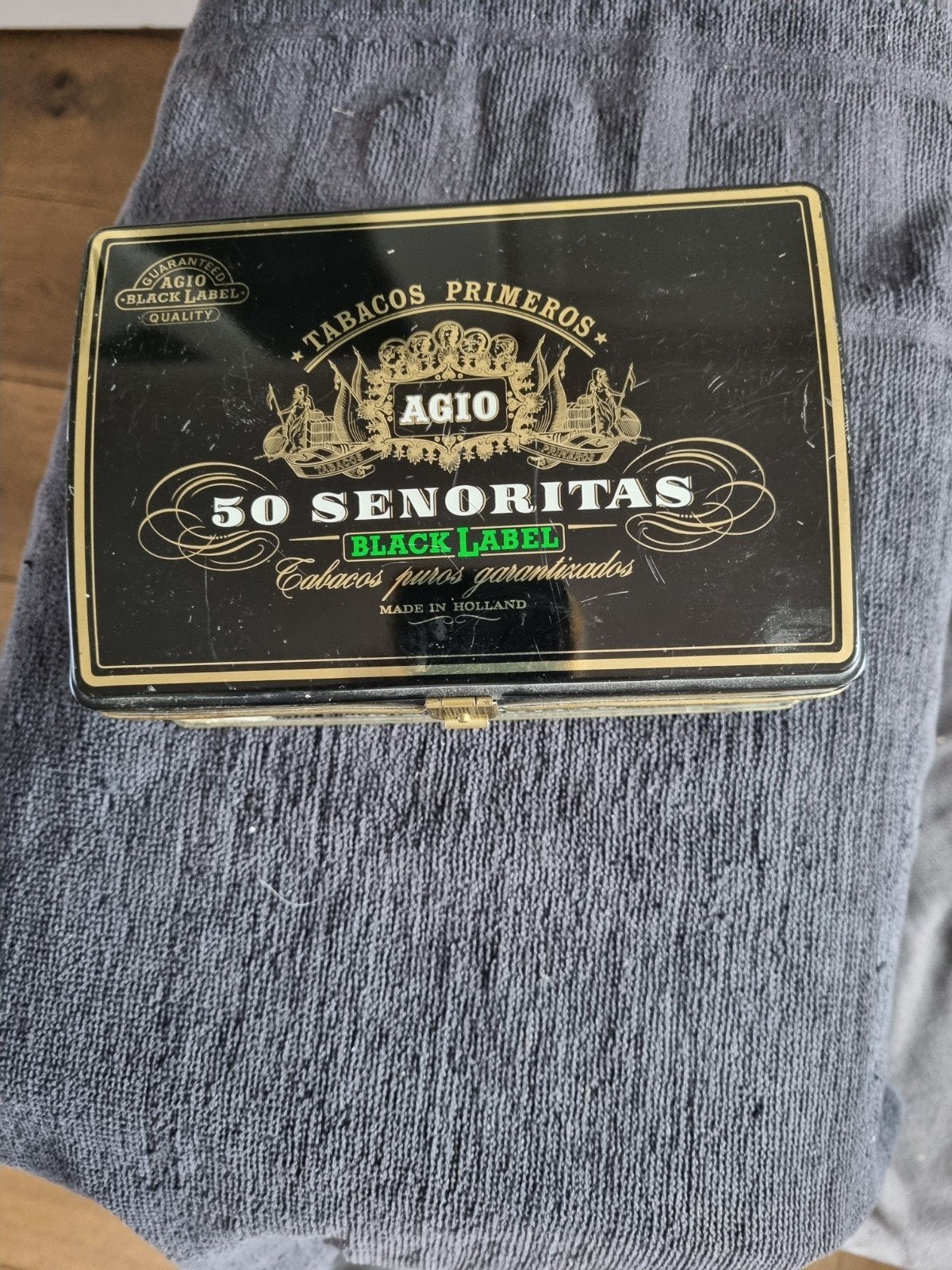 Vintage Agio Black Label Sigarenblik - 50 Señoritas, Ophalen of Verzenden, Gebruikt, Overige, Overige merken
