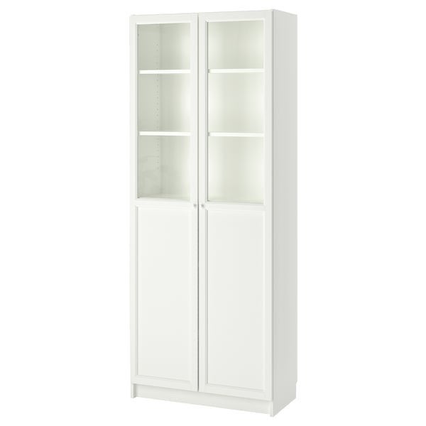 IKEA Billy kast met Oxberg deuren (wit), Huis en Inrichting, Kasten | Boekenkasten, Ophalen, Gebruikt, 200 cm of meer, 50 tot 100 cm