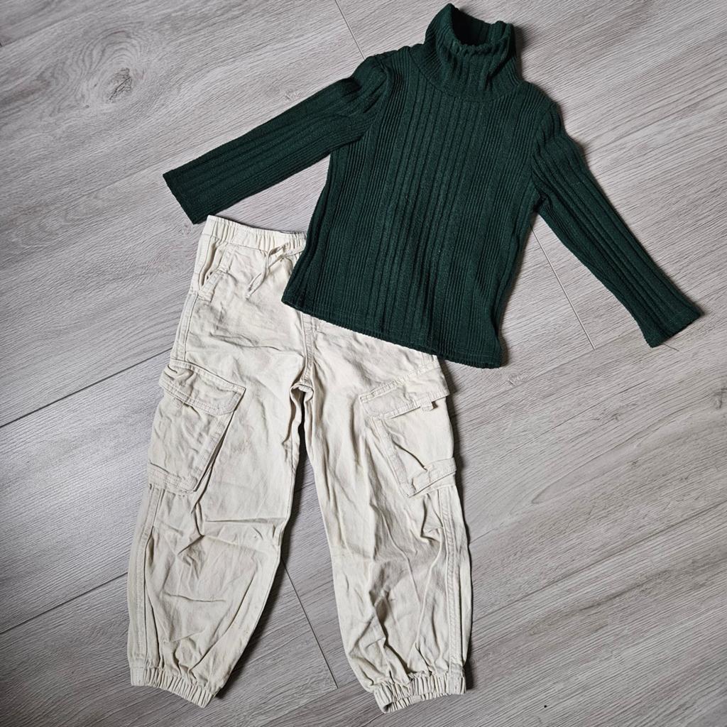 Opruiming: Groene coltrui en crème cargobroek maat 110, Ophalen of Verzenden, Meisje