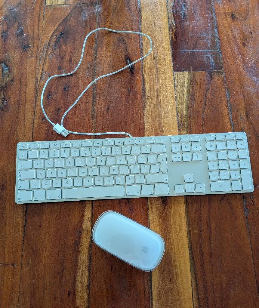 Apple toetsenbord en Magic Mouse 1 set, Ophalen, Toetsenbord en muis-set, Zo goed als nieuw, Qwerty