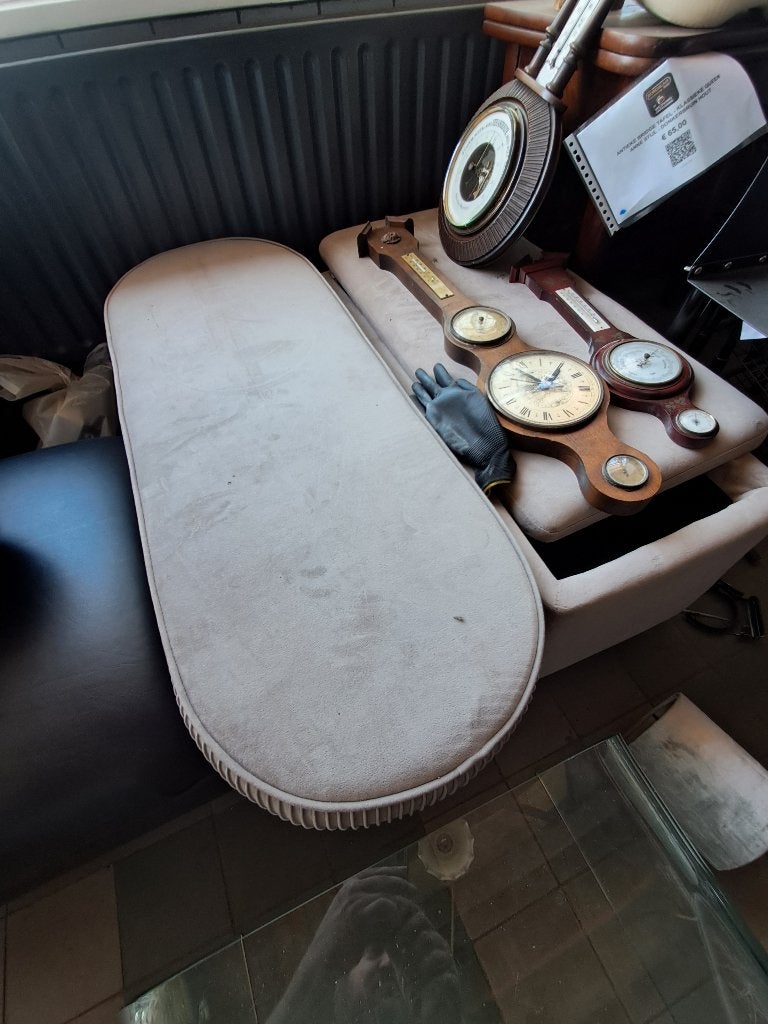 Gestoffeerd opbergbankje poef fluweel beige  CS27326, Huis en Inrichting, Ophalen, Overige materialen, Gebruikt, Minder dan 50 cm