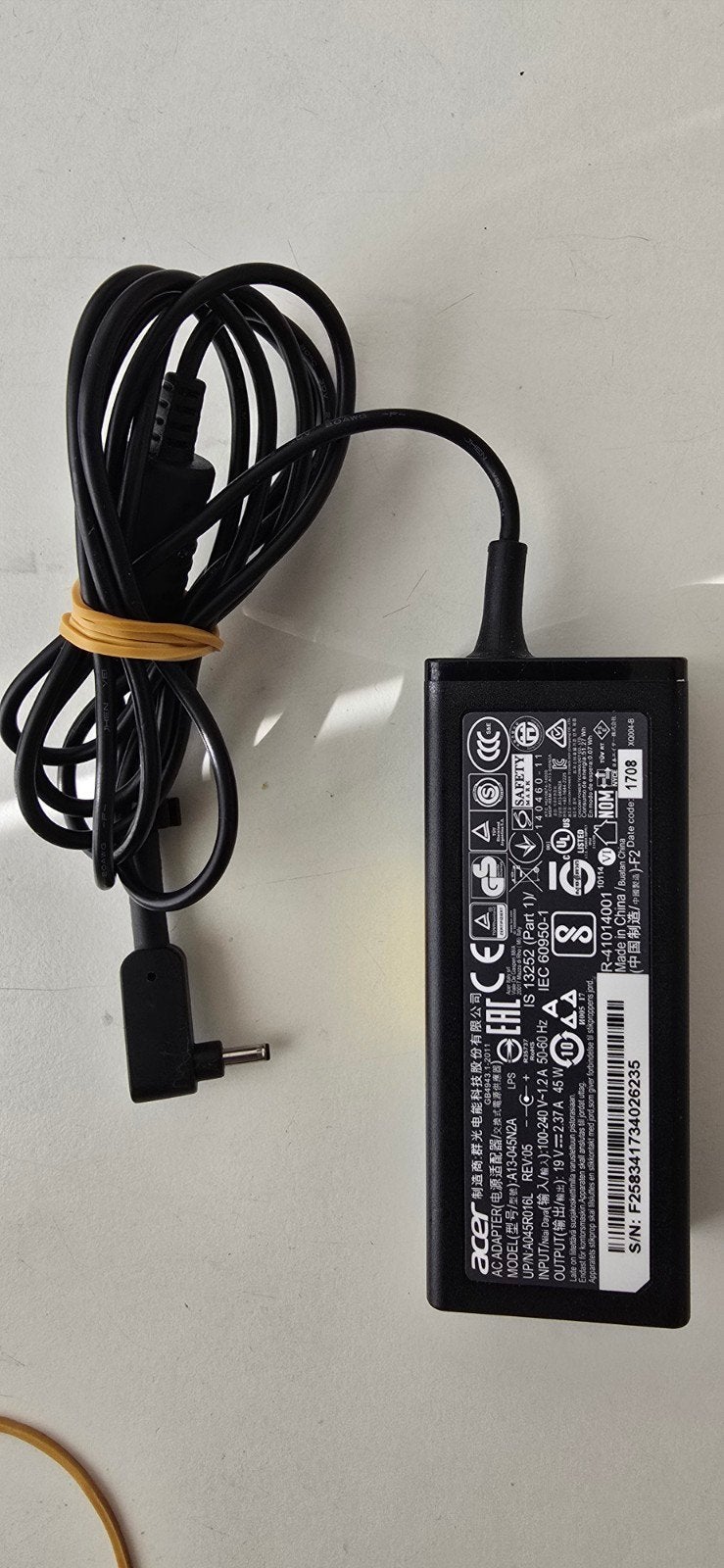 Acer AC (220v, 45w) adapter A13-45n2a, Computers en Software, Ophalen of Verzenden, Zo goed als nieuw, Acer