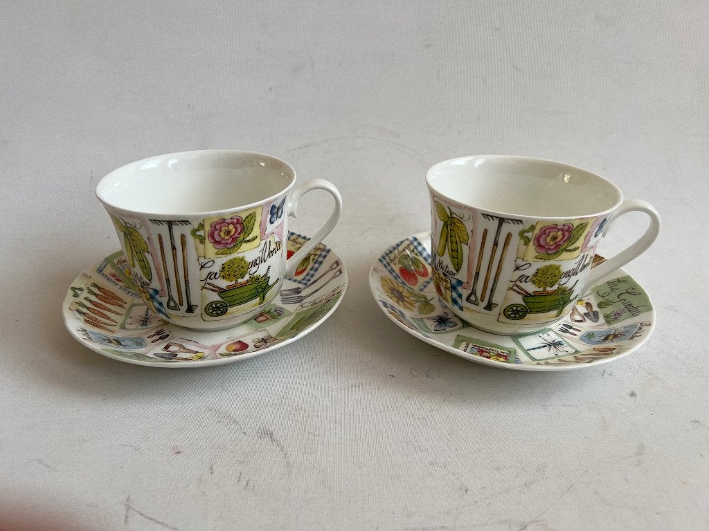 My Garden Roy Kirkham Fine Bone China kop en schotel 2x, Huis en Inrichting, Keuken | Servies, Ophalen of Verzenden, Zo goed als nieuw