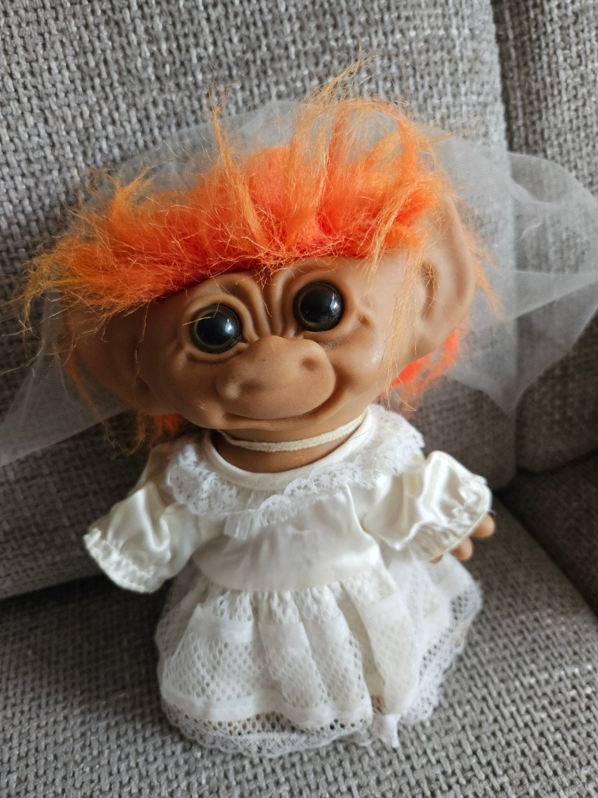 Trollpop Bruidje met Oranje Haar vintage, Ophalen of Verzenden, Gebruikt