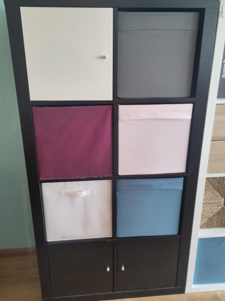 Ikea Kallax Zwart met deuren en Dröna boxen, Ophalen
