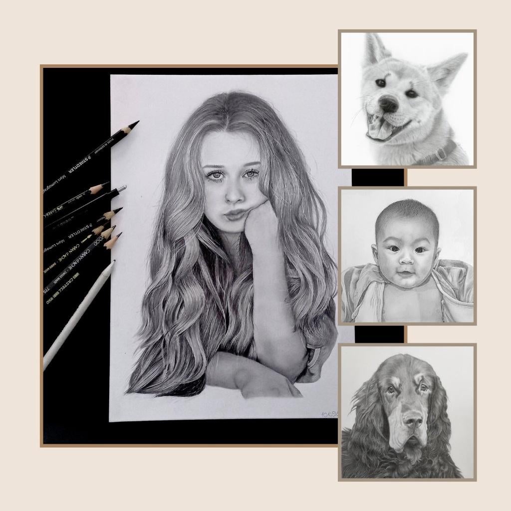Gepersonaliseerde portrettekening naar eigen foto, Ophalen of Verzenden