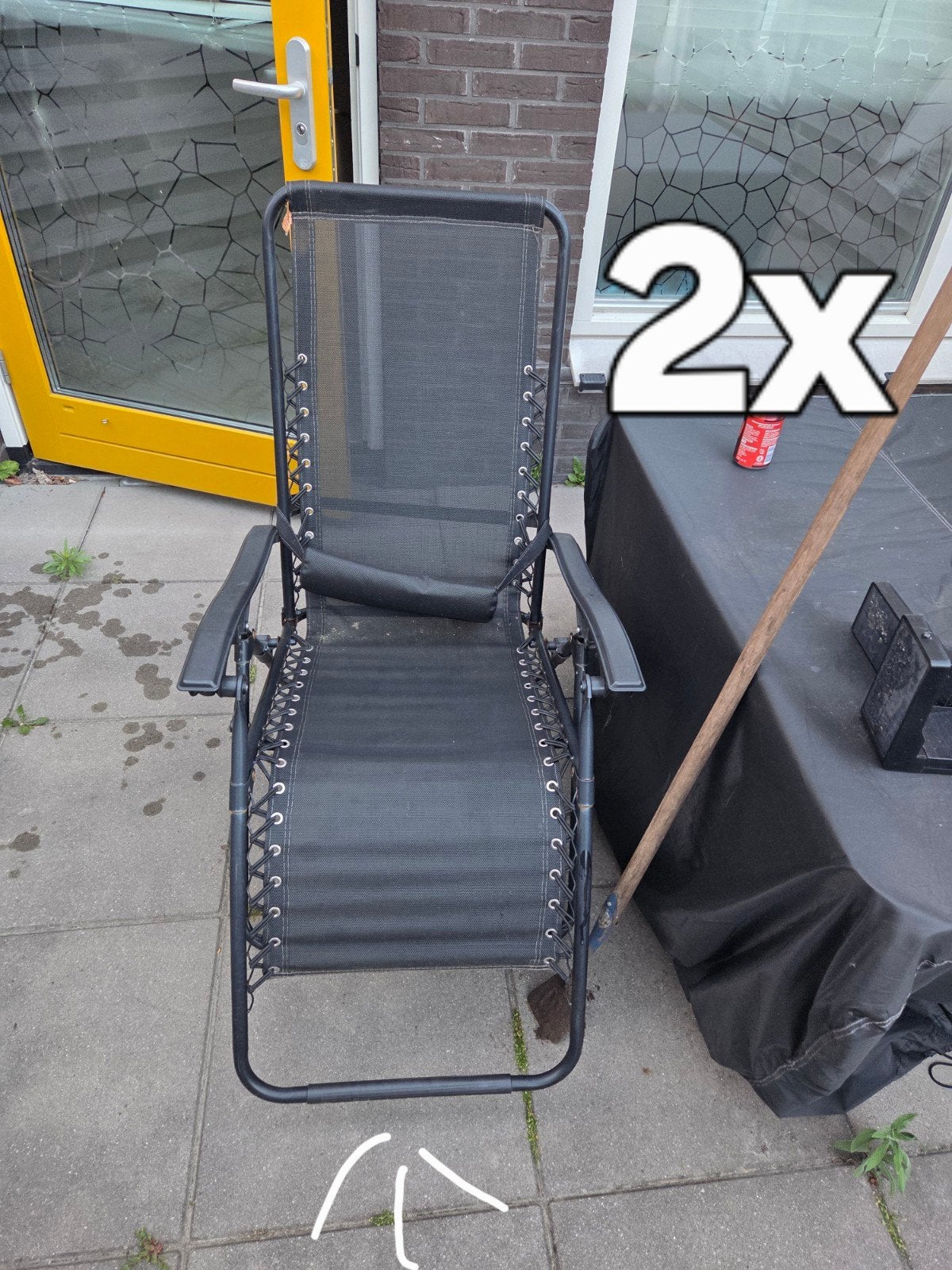 2x Prima Ligstoelen met lichte roest onder de poten, Ophalen of Verzenden, Gebruikt, Metaal