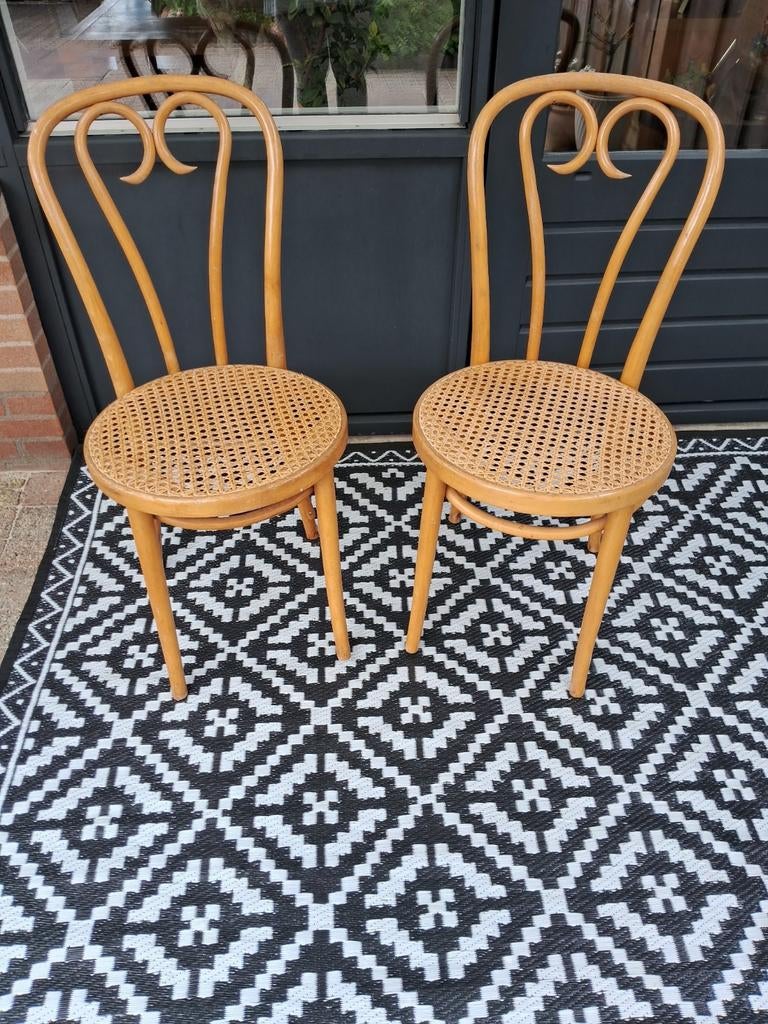 Set van 2 vintage bentwood stoelen, Huis en Inrichting, Stoelen, Ophalen, Zo goed als nieuw, Bruin