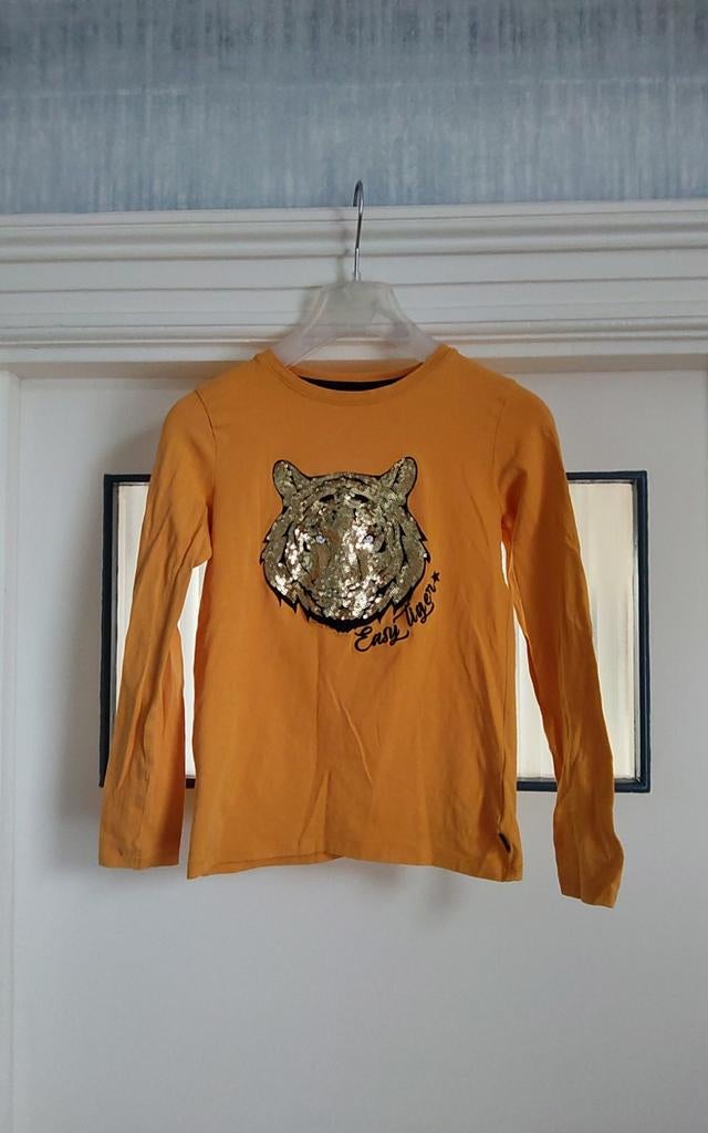 Shirt met print met pailletten glimmend we mode 134-140 maat, Ophalen of Verzenden, Zo goed als nieuw, Jongen, Shirt of Longsleeve