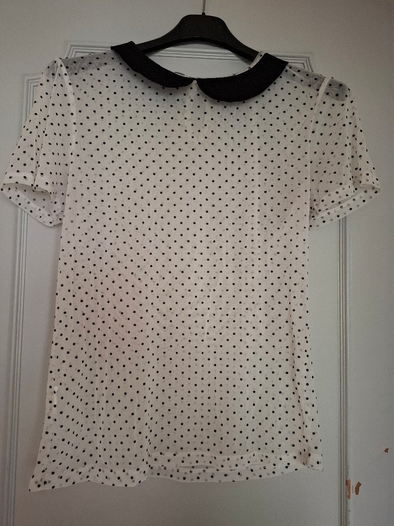 Nieuwe blouse met stipjes, Wit, Nieuw, Maat 36 (S), Promod