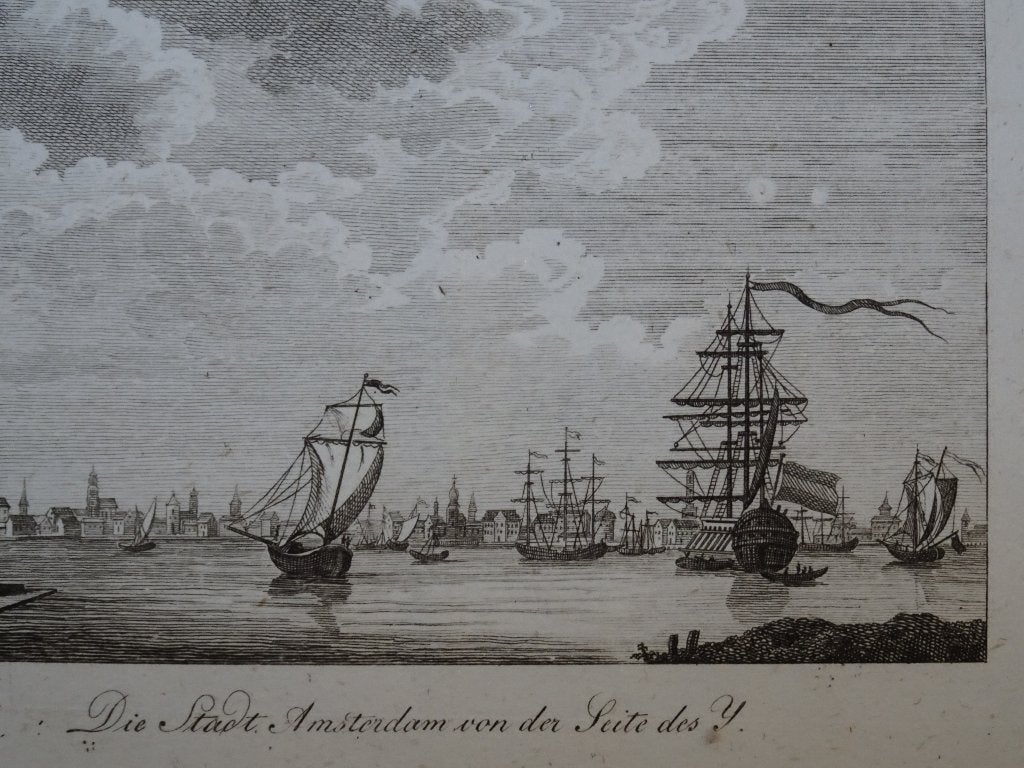 Kopergravure stad Amsterdam gezicht op het IJ, Hullmann 1830, Antiek en Kunst, Ophalen of Verzenden, Gravure, Origineel