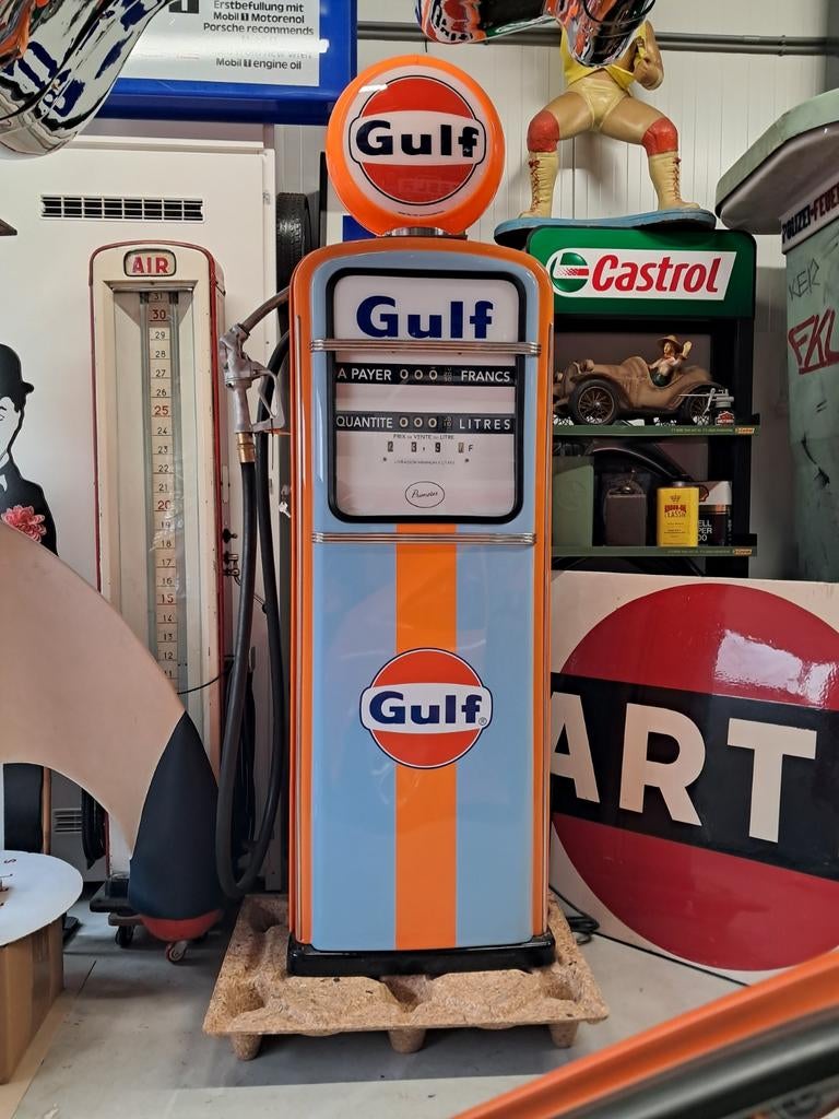 Mooie Gulf benzinepomp 160cm uit 1959, mooi gerestaureerd., Ophalen, Eu, Eu, Zo goed als nieuw