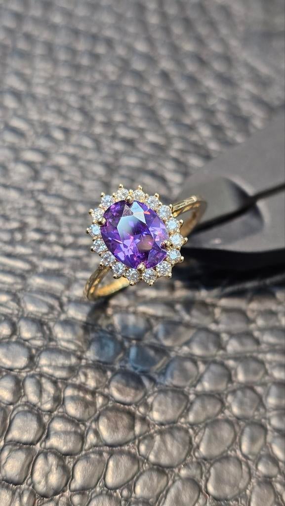 Prachtige 14karaat gouden ring met Amethist steen, Sieraden, Tassen en Uiterlijk, Ringen, Nieuw, Ophalen of Verzenden, Dame, Goud