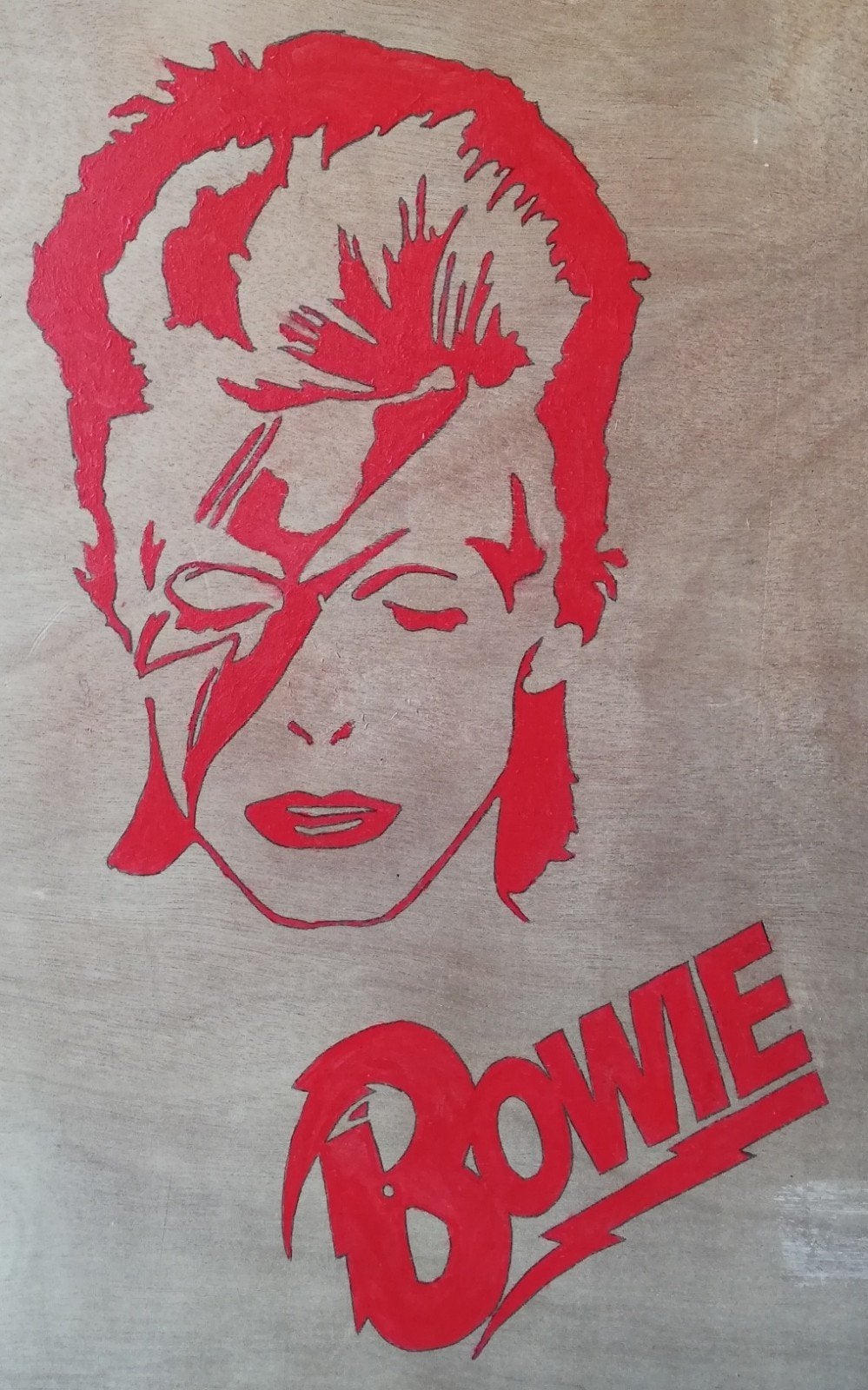 David Bowie. Acryl/paneel. 40/52 cm. Wanddecoratie., Ophalen, Zo goed als nieuw, Poster, Artwork of Schilderij