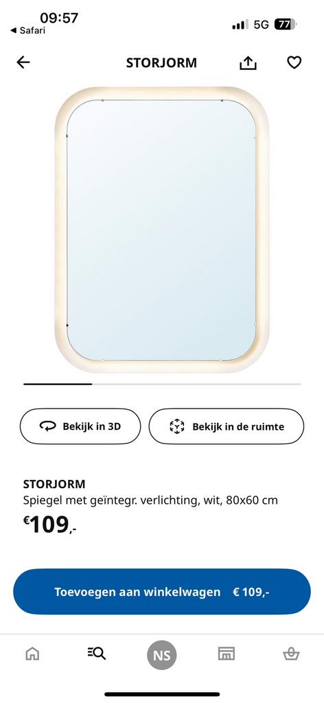 Ikea led spiegel, Huis en Inrichting, Ophalen, Minder dan 50 cm, Zo goed als nieuw, Minder dan 100 cm