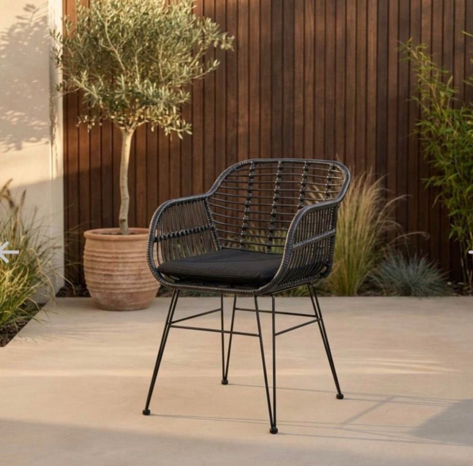1x Napels Dining zwarte wicker tuinstoel, Ophalen, Gebruikt, Wicker