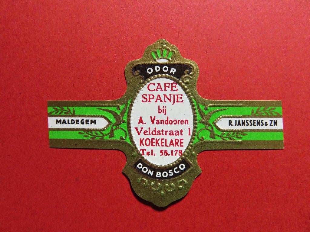 Sigarenbandje Reclamebandje Café Spanje (Wit), Verzenden, Gebruikt, Sigarenbandjes