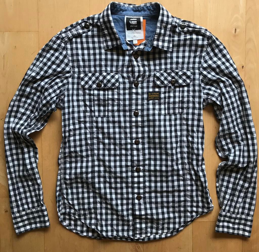 G Star Raw stoer design overhemd blok - patroon S, Ophalen of Verzenden, Zo goed als nieuw, Maat 36 (S), Blauw