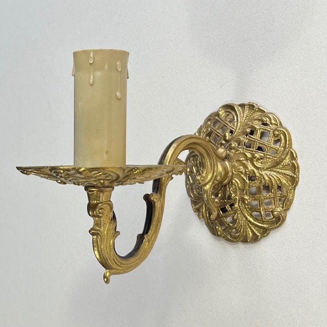 Frans messing wandlampje met kaars huls, E14 (klein), Ophalen of Verzenden, Zo goed als nieuw, Metaal