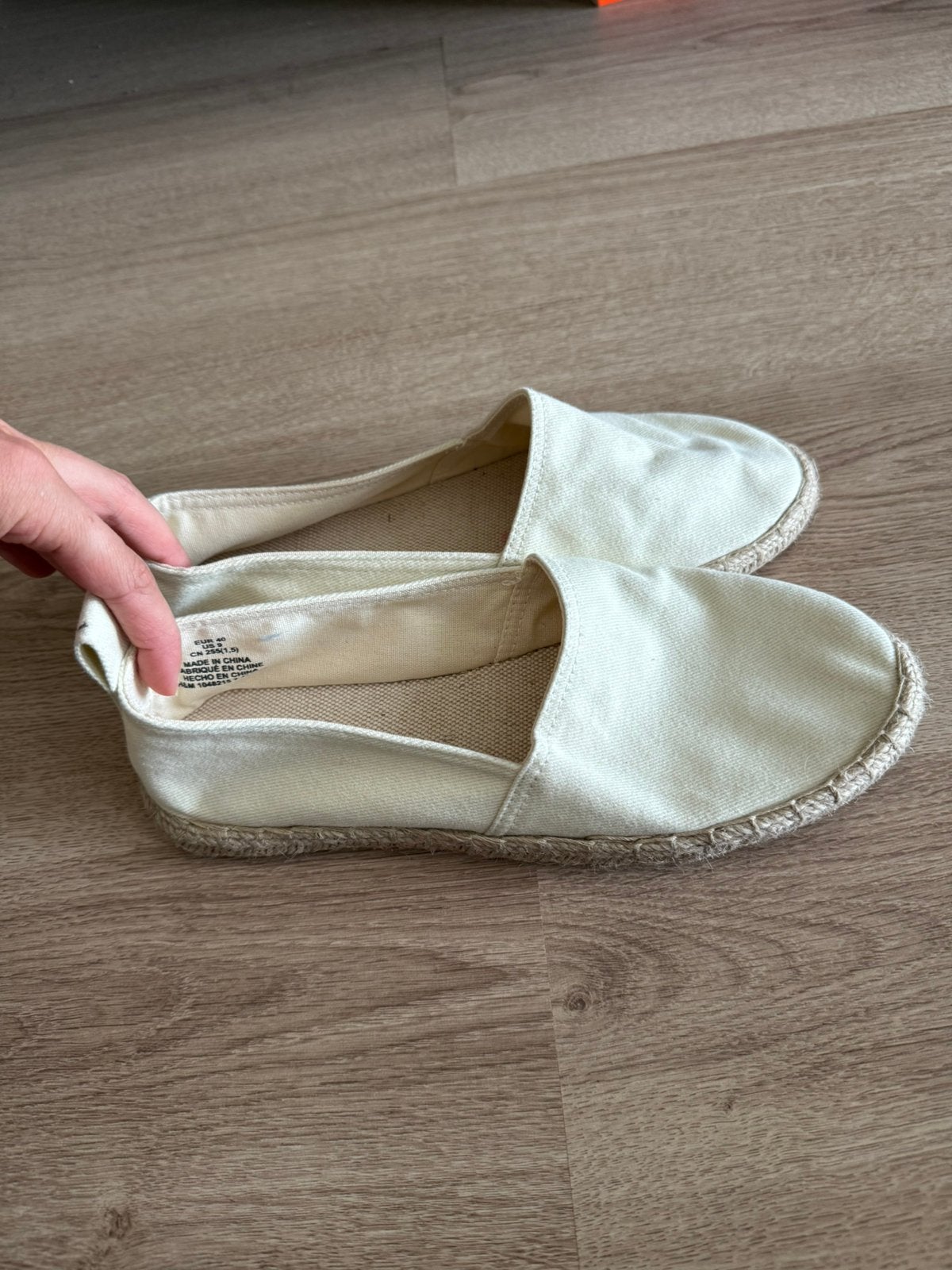 Beige crème zand katoen espadrilles instappers maat 40, Ophalen of Verzenden, Zo goed als nieuw, Instappers, Beige